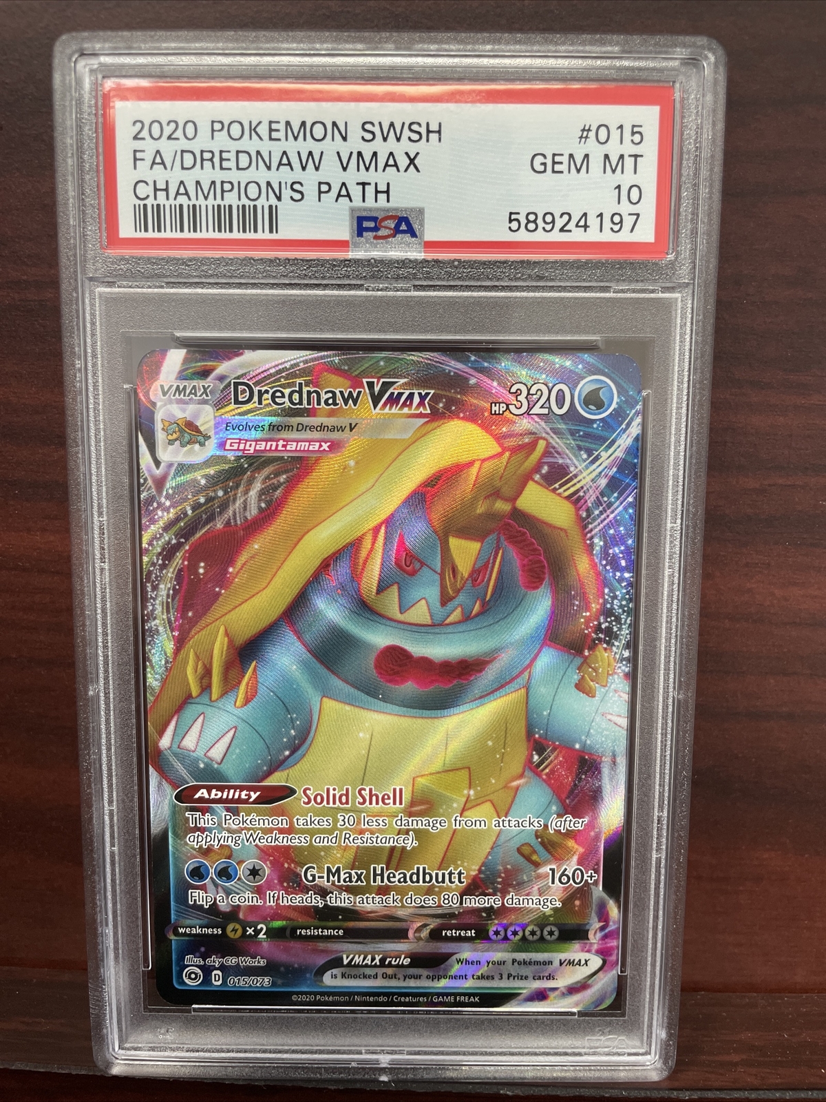 2020 Pokemon Champion's Path 015/073 Drednaw VMAX PSA 10 GEM MT