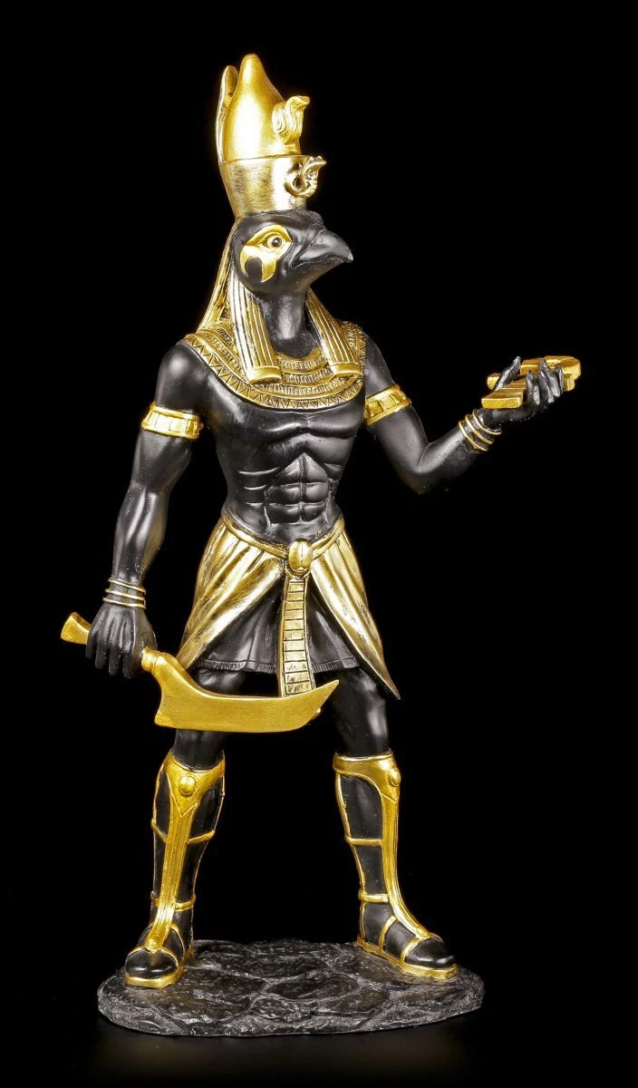 Ägyptische Krieger Figur - Horus schwarz-gold - Ägypten Deko Statue Gott |  eBay