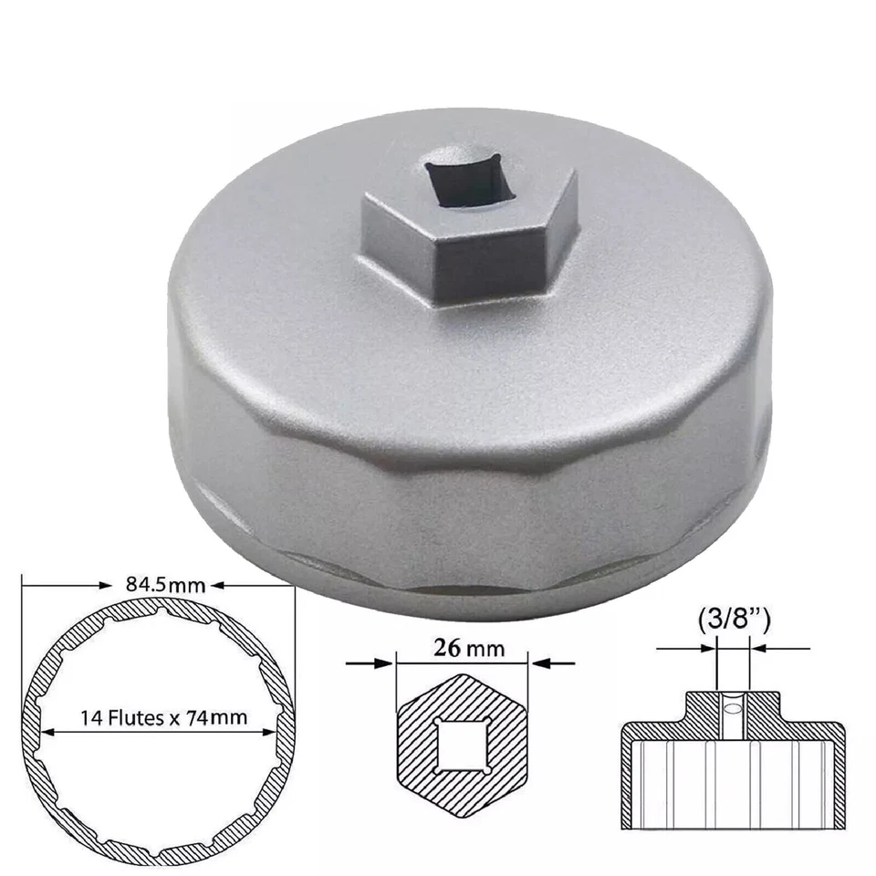 Herramienta de extracción de llave de filtro de aceite 74 mm 14 flautas para Volkswagen, Mercedes Benz Foto 2 de 4