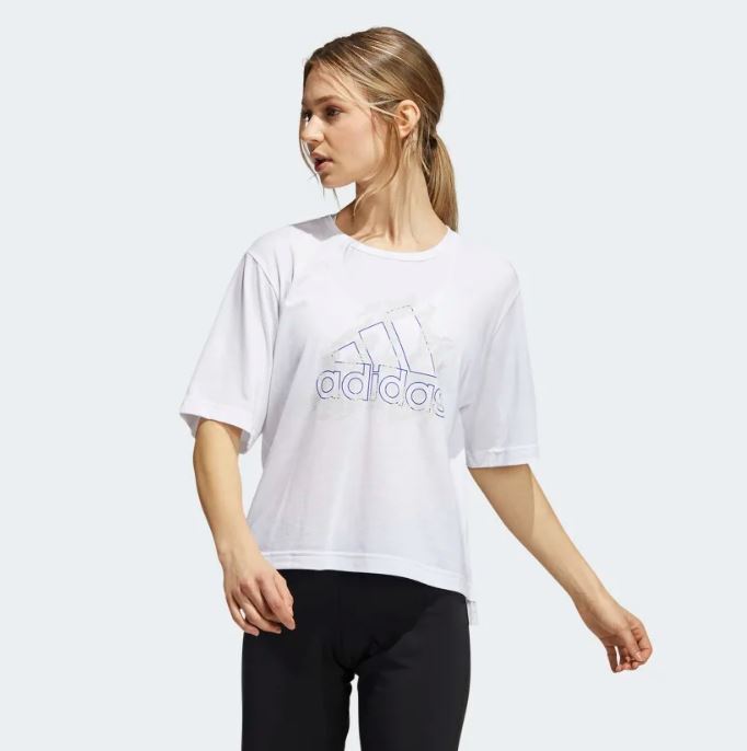 ADIDAS Women's White Camp Graphic Universal Short Sleeve Tee RRP £35
