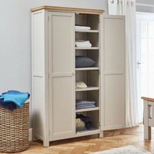 Cupboard Storage Shaker Cotswold Grey Painted Oak Double Linen Home Furniture