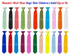 Manzini® Neck Wear Boys' Kids' Children's Solid Pre Tied Ready to Clip On Tie
