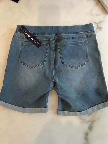 NWT Tractr Big Kids Girl's Blue Stretch Denim Pull-on Stretch Shorts Size 16 - Picture 4 of 4
