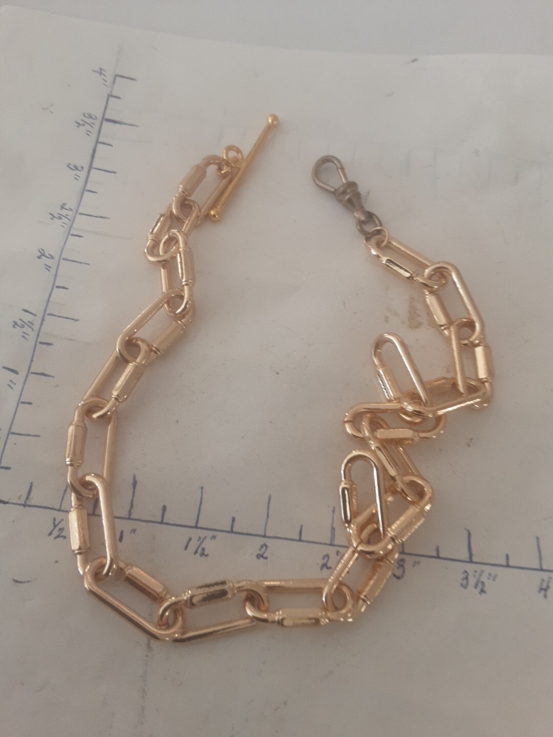 Vintage gold-filled pocket watch chain, 11 inches, for larger watches