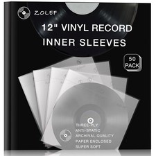 12" Vinyl Record Sleeves Inner 50 Pack Thicker 3-Ply Anti Static Archival LP ...