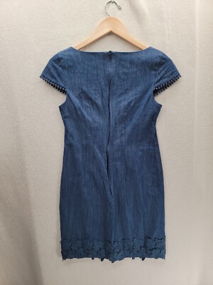 denim top lace bottom dress VENUS Lace Print Denim Mini Dress | Medium Wash