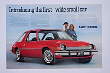 1975 AMC Pacer Vintage Small Wide Car Original Print Ad Centerfold 16 x 11"