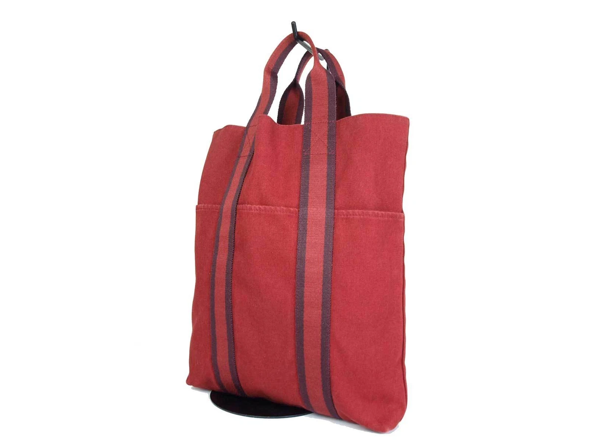 HERMES Fourre Tout Red Canvas Tote Bag HF16599L