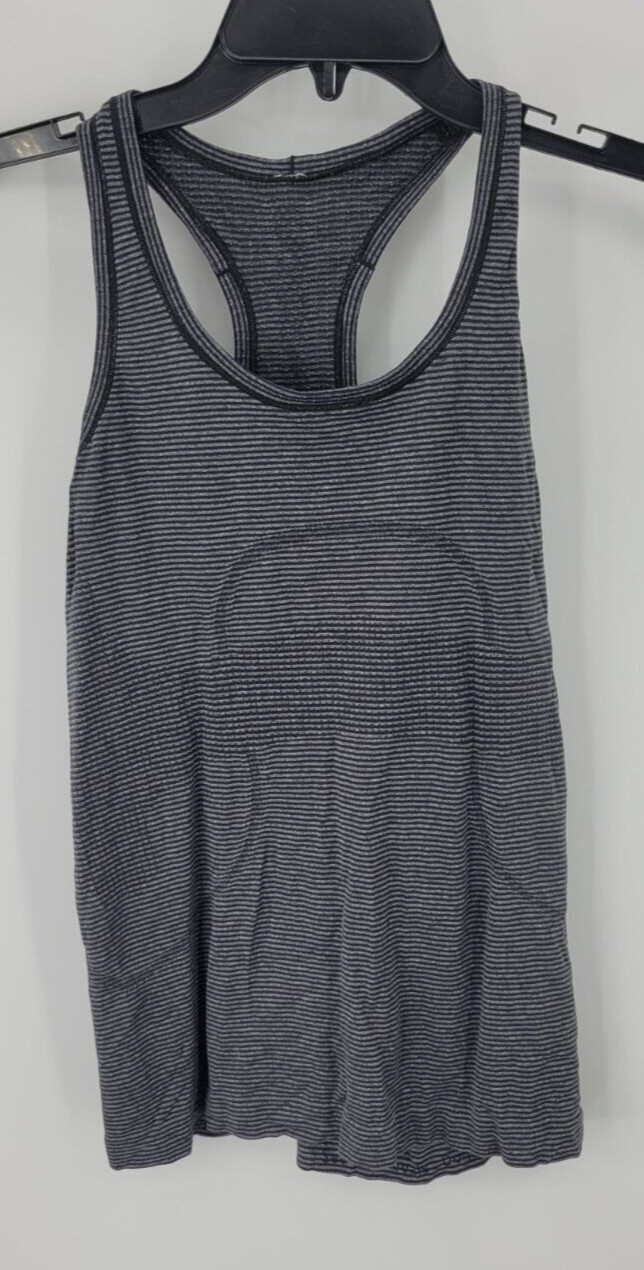 Lululemon Activewear Top Womens Medium Gray Stripe Racerback Athletic