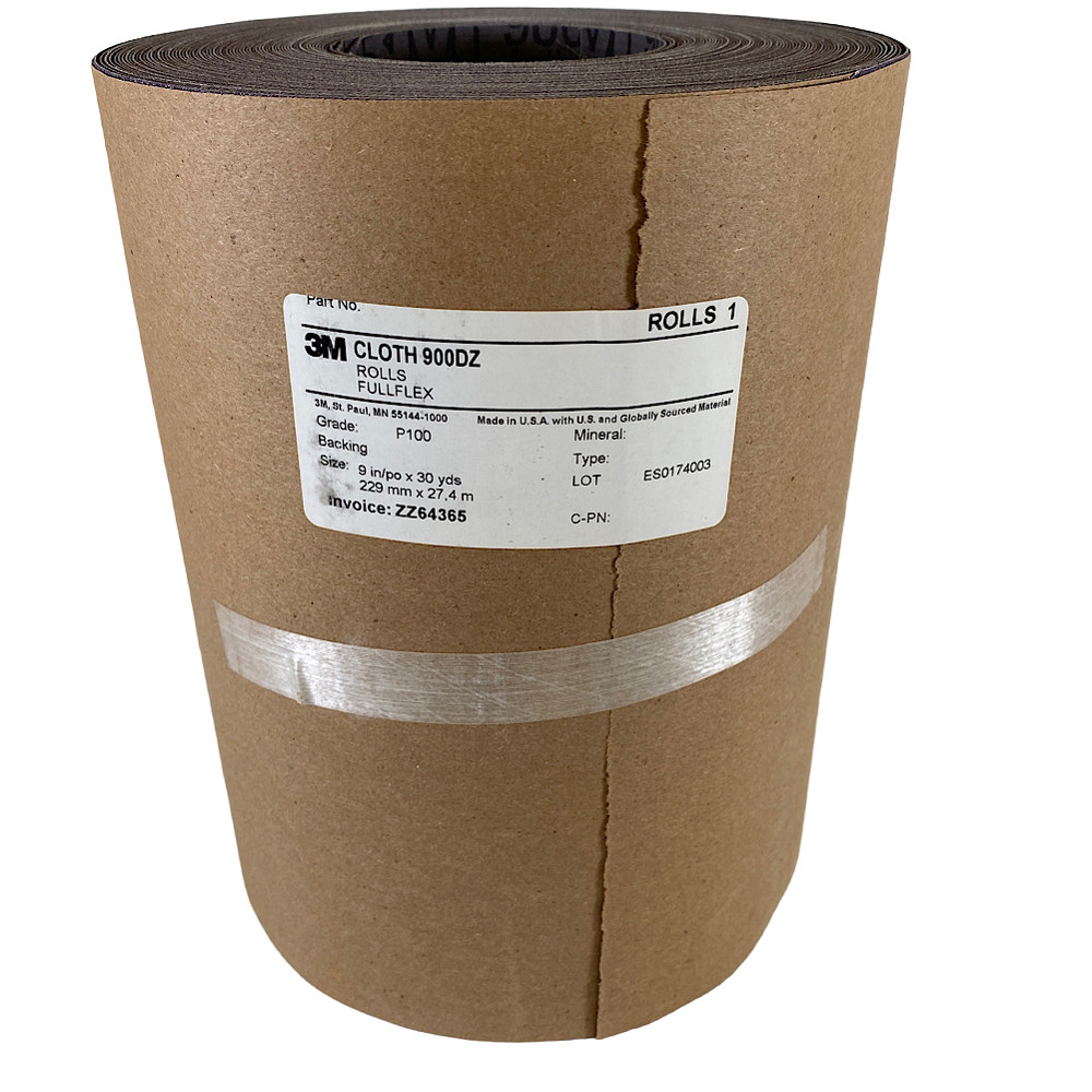 3M 900DZ 7100047770 9" x 30 yds 100 Grit Ceramic Cloth Roll