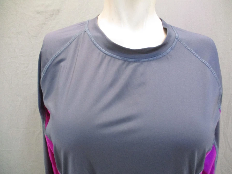 SPEEDO размер L женщин серый ворота эластичной длинным рукавом резинке Athletic Top 094 - Изображение 2 из 4