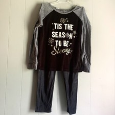 JUSTICE Season to Sleep Matching Pj Set Snowflakes Pants  Shirt 2 pc set 12