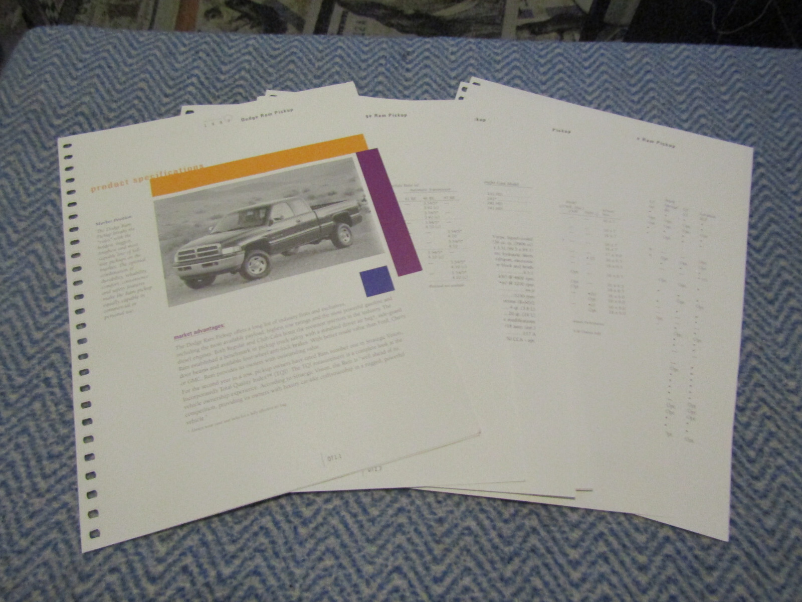 1997 DODGE RAM PICKUP PRODUCT INFORMATION DEALER ALBUM BROCHURE SHEETS