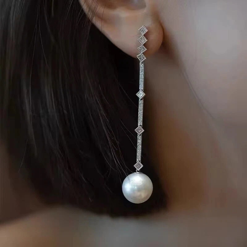 ZARD Long Drop Earrings with Cubic Zirconia and Filigree Accents - Image 4 of 4