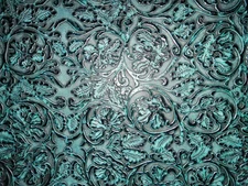 16"x18" Light Teal Green Western Tooled Floral Embossed Cowhide 0.9mm thick #451