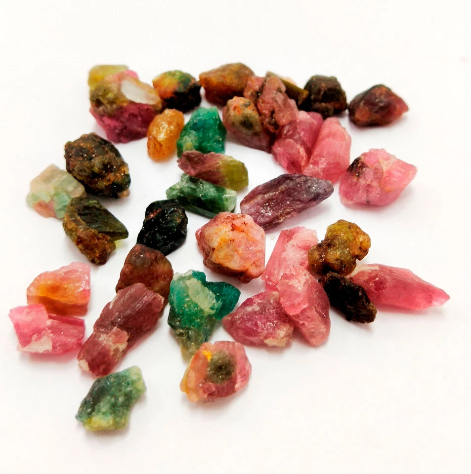 Natural Tourmaline Multi Color Untreated Unheated Raw Rough Loose Gemstone Lot - Image 2 of 4