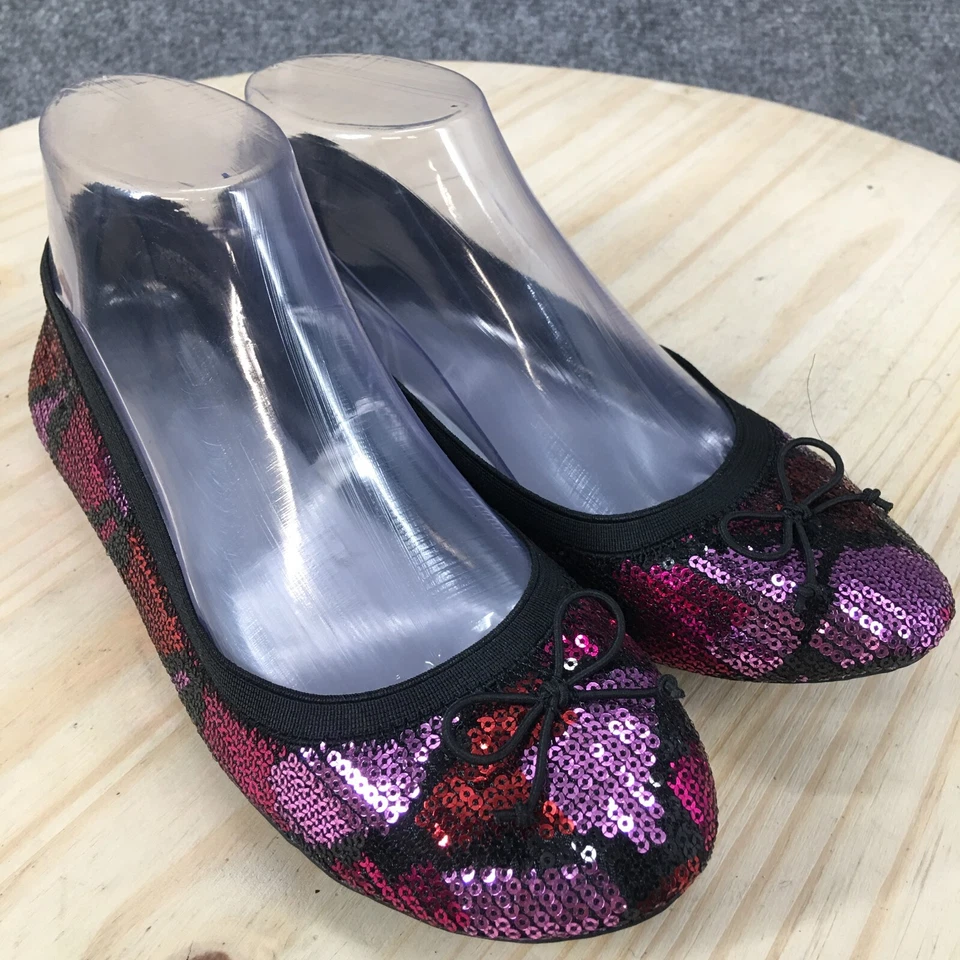 Zapatos de vestir Cherokee para mujer 5 planos de ballet lentejuelas brillantes multicolor informal lazo Foto 3 de 4