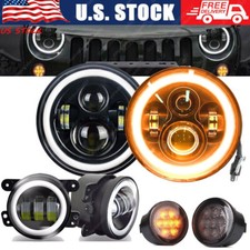 For Jeep Wrangler Jk 2007-2018 Combo Dot 7 Led Headlights Turn Fog Lights Kits