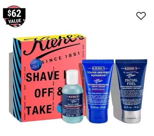 NIB KIEHL'S Shave It Off & Take Off Gift Set Box $62 VALUE!!