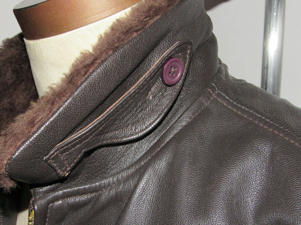 MEN'S 2005 GENUINE G-1 USN BROWN GOATSKIN LEATHER BOMBER JACKET! TOP GUN PILOT M - Image 4 of 4