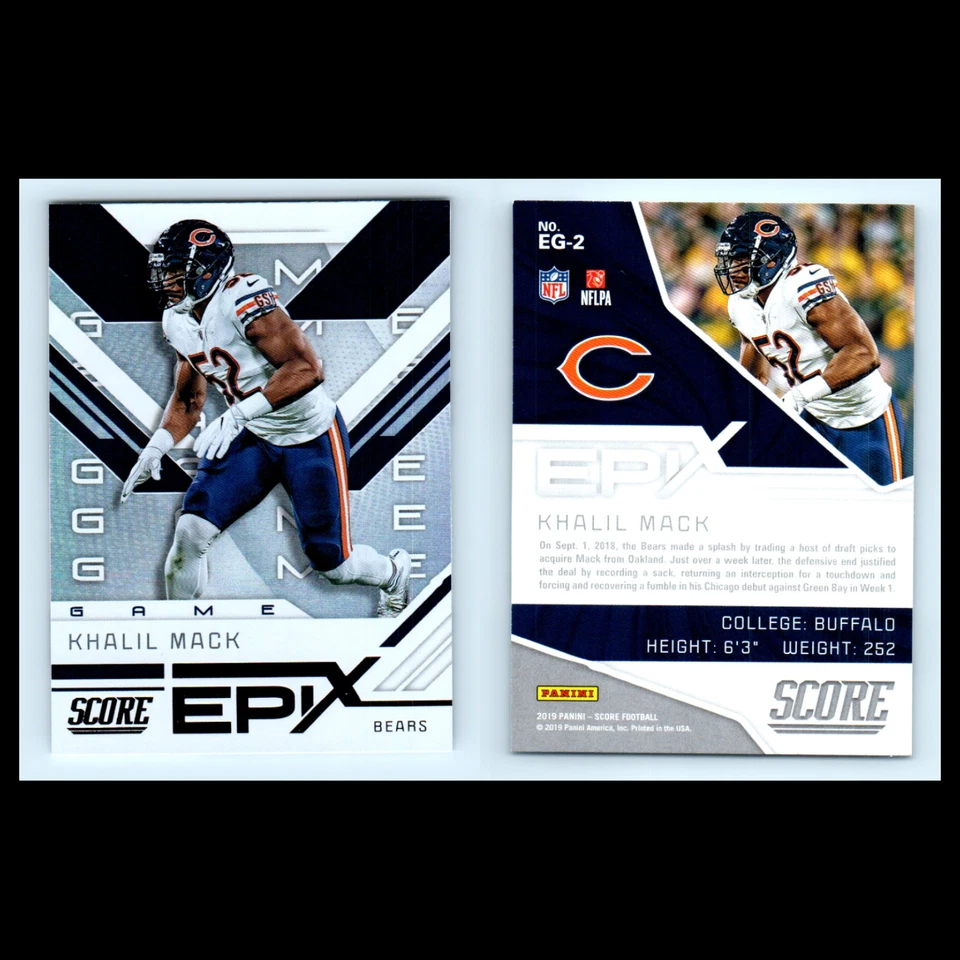 Khalil Mack Lot 6 Football Cards 2020 Panini Player Of The Day Chicago Bears Set - Image 4 of 4