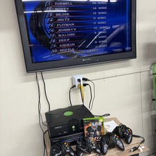 Original Xbox Console Lot w/ 4 Controllers , NFL Blitz 2002  Cords Works Read