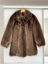 Echtpelz Mantel Marderhundfell Seefuchsfell Edel Vintage Kurzmantel Größe M 