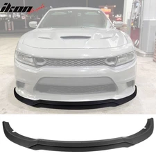 Fits 15-23 Dodge Charger SRT V7 C Style ABS Front Bumper Lip Matte Black 4PCS