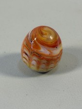VINTAGE EGG SHAPED GLASS SWIRL MARBLE, VARIEGATED SWIRL Multi Color