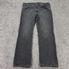 Levis Jeans Mens 38x32 Gray 569 Loose Straight Medium Wash Denim Work City Logo