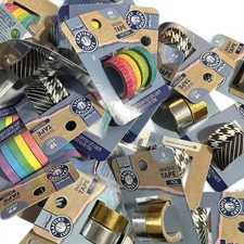 26 Washi Tape Lot Silver Gold Foil Black White Colorful Crafter Bundle Artskills