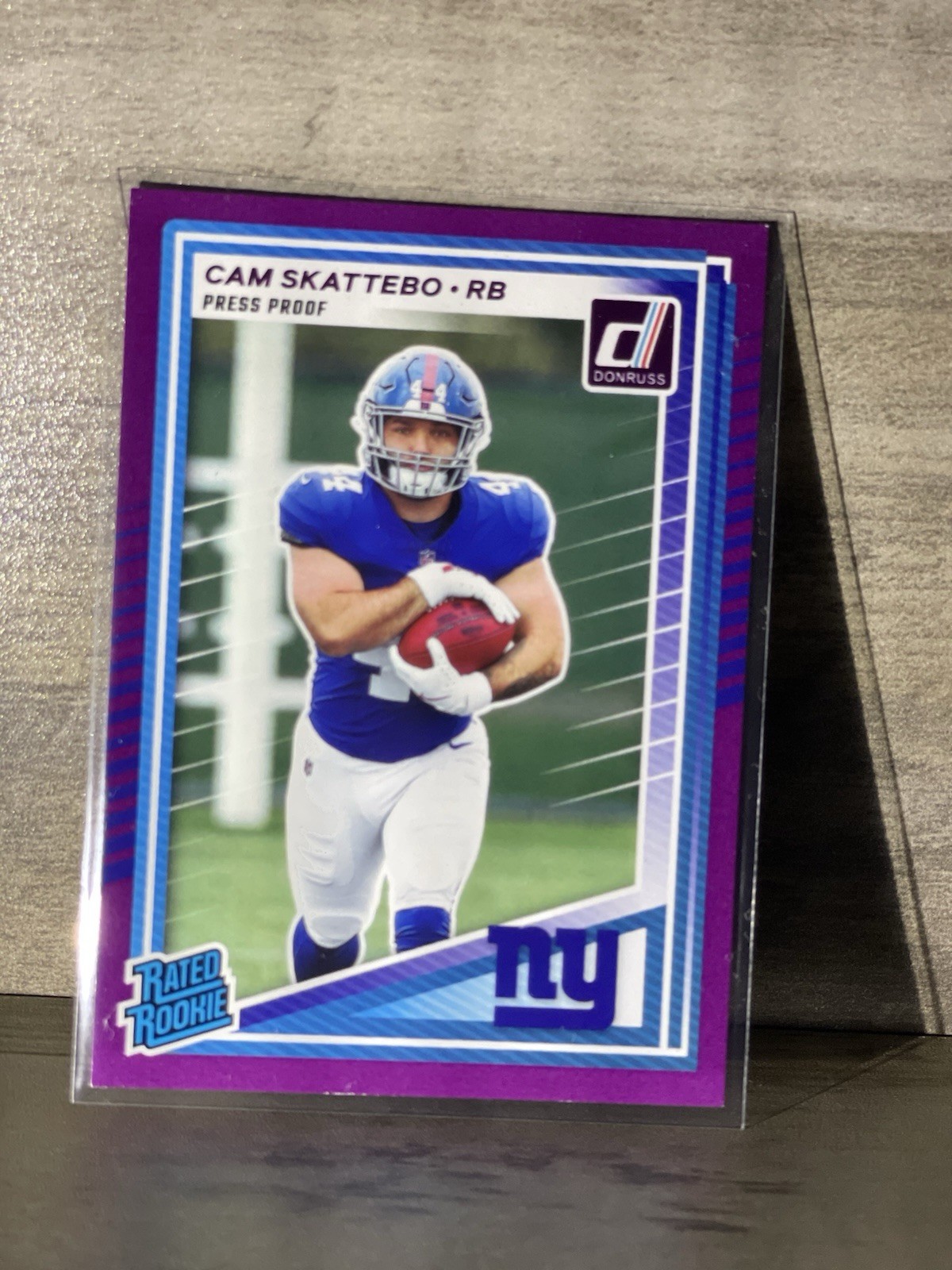 2025 Panini Donruss Cam Skattebo Purple Press Proof Rated Rookie Giants RC