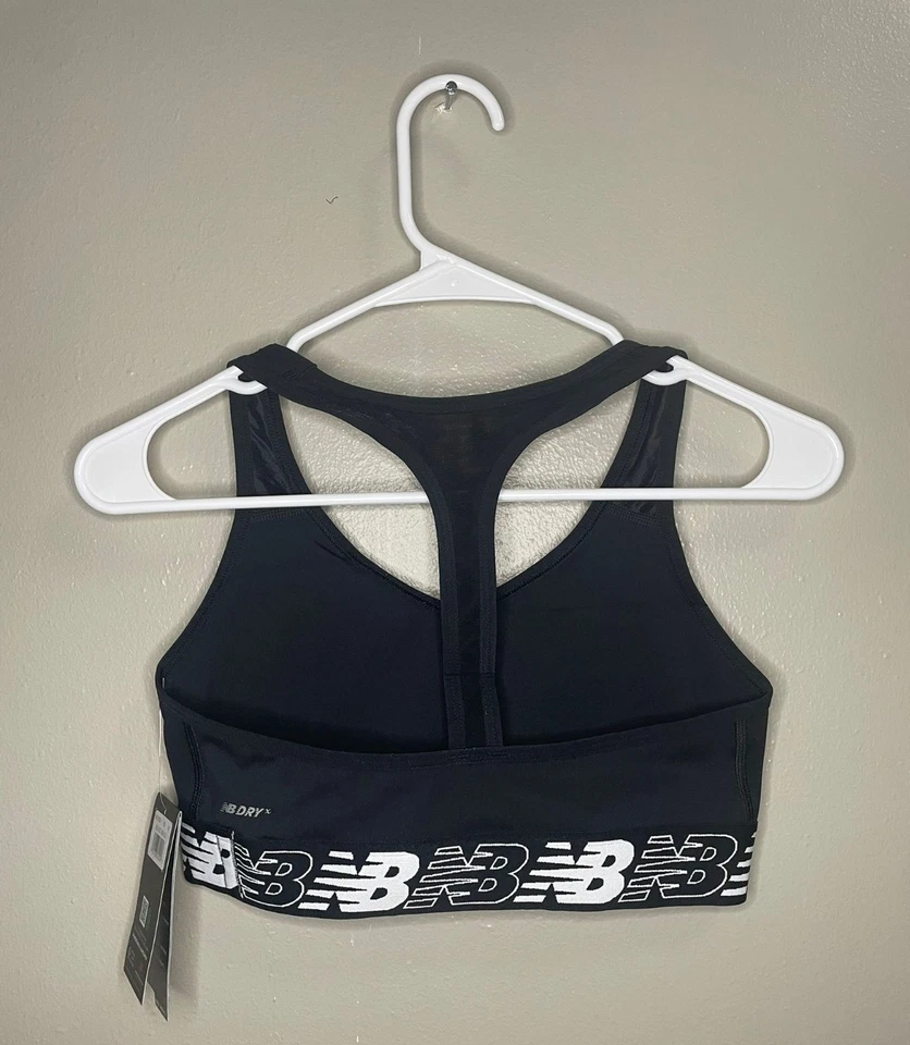 Sujetador New Balance para mujer Nb Pace estampado 3,0 negro talla mediana Foto 3 de 4