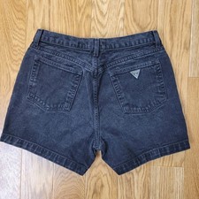 Vintage 90s Guess USA Black Denim Shorts Size 32 American Tradition Black Tag