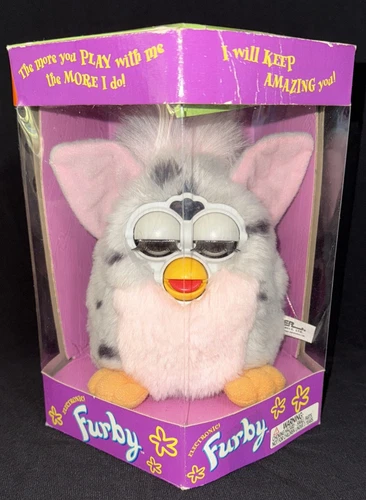 1998 FURBY 1st Gen Grey & Pink Black Spots Leopard Model 70-800 New In Box