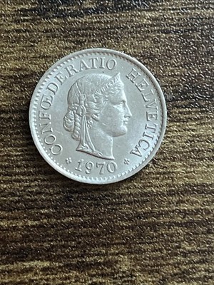 1970 Switzerland Swiss 10 Ten Rappen Helvetica Actual Coin TB5207