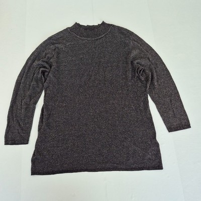 MONSOON Pullover 16 schwarz Damen Glitzer leicht hochgeschlossen Strick