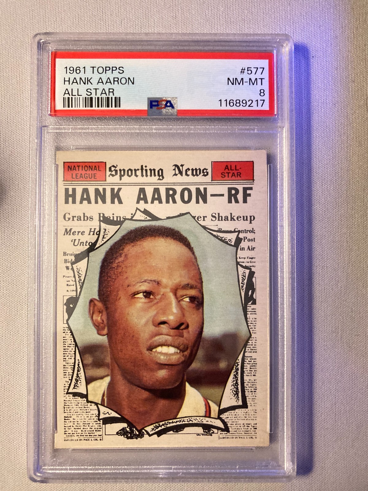 1961 Topps #577 Hank Aaron All-Star PSA NM-MT 8