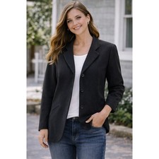 Kasper  Co Women's Black 100 Wool Blazer Jacket Size 16 Classic Career