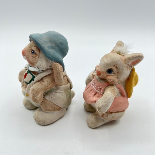 Eastery Drawings Cast Art by Kristin Easter Bunny Figurines Set Rabbit Hand Crafted 1991 ...