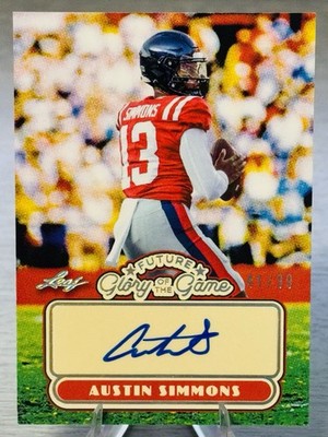   AUSTIN SIMMONS 2025 Leaf Glory To The Game Auto SP /99 #OLE MISS REBELS!  