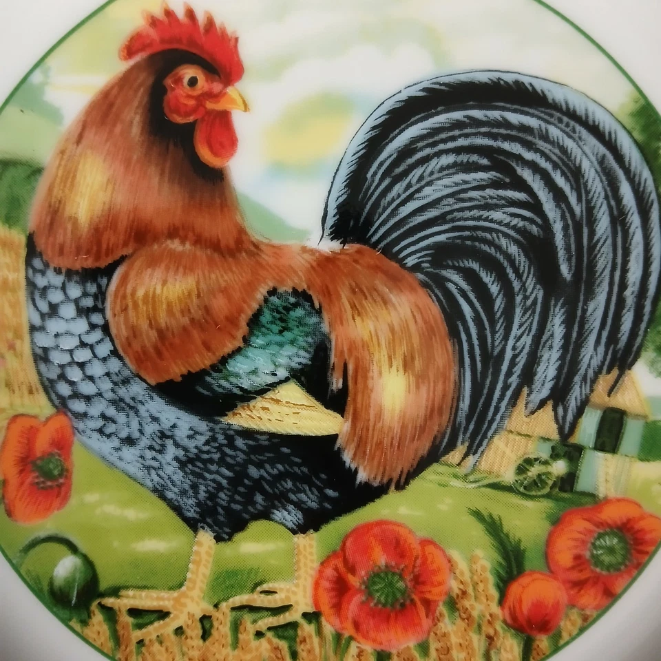 Juego de 2 platos de ensalada de gallo Department 56 plato de pan adorno dorado granja rural Foto 4 de 4