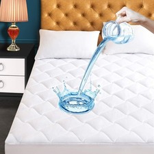 Twin Size Quilted Fitted Mattress Pad, Waterproof Breathable Cooling Mattress...