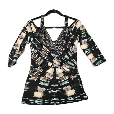 Venus Top Juniors M Abstract Babydoll Vintage Vibes Cold Shoulder Avant Garde