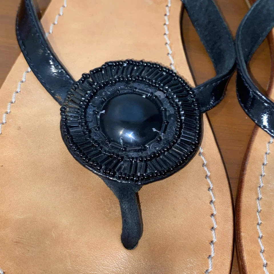 Sandalias de tanga Mystique negras de ónix y lentejuelas para mujer talla 10 Foto 3 de 4