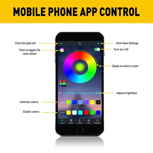 19.6ft LED RGB Interior Car Fiber Optic Neon EL Wire Strip Atmosphere Lights APP - Picture 5 of 12