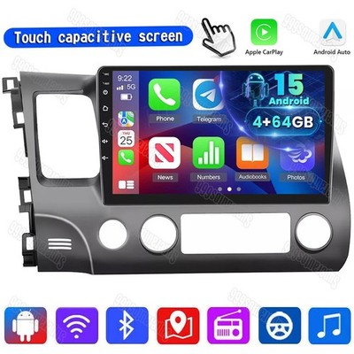 4+64GB Android 15 Car Stereo Radio For Honda Civic 2006-2011 GPS Apple Carplay