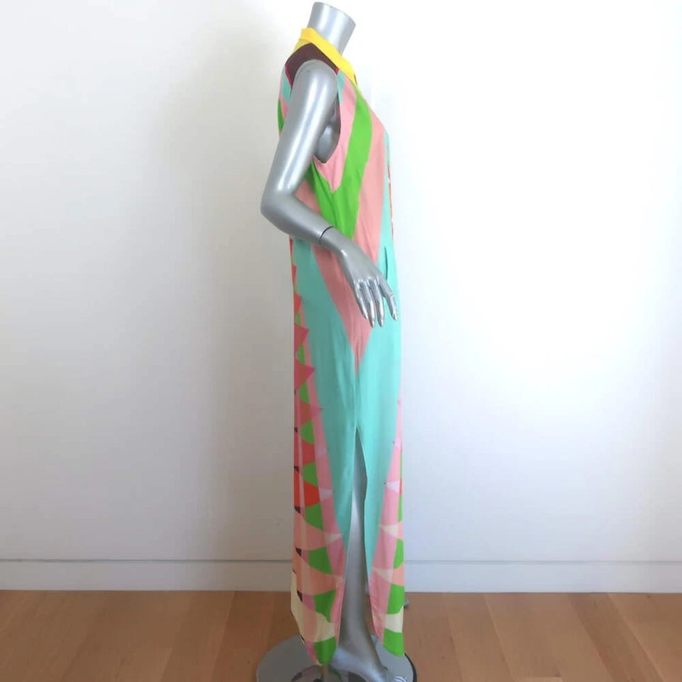 Mara Hoffman Sleeveless Maxi Shirtdress Multicolor Printed Viscose Size Medium - Image 4 of 4