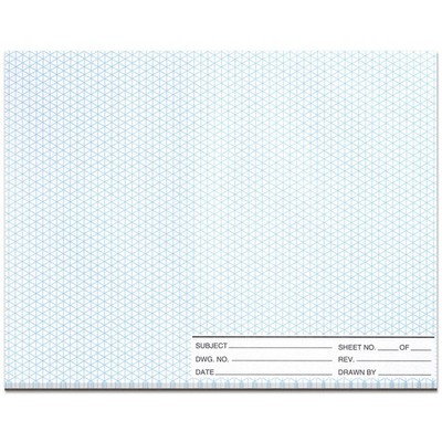 1 Pack 50 Sheets 8.5'' x 11'' Isometric Graph Paper Pad Landscape for 3D Design...