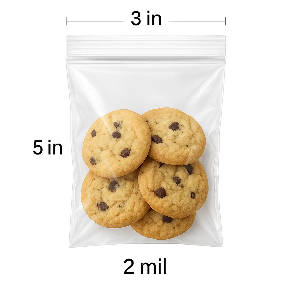 Clear Zip Lock Bags 3x3 3x4 3x5 3x8 3x12 Inch 2 Mil Resealable Poly Plastic Bags - Image 3 of 4